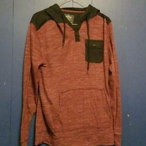 Red Larg Superior Quality hooded long sleeve shirt
